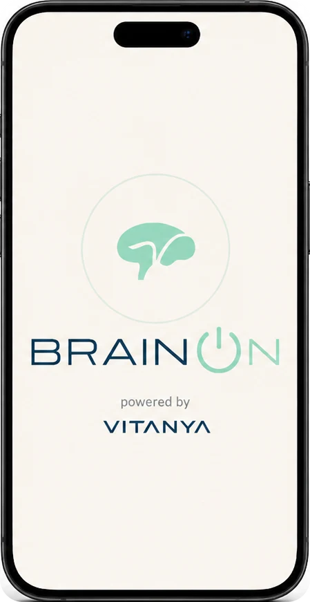 The BrainOn app launching on an iPhone.